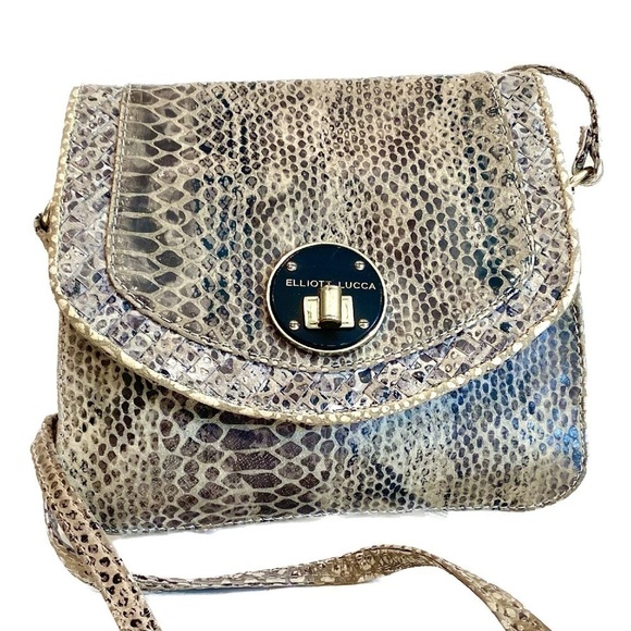 Elliott Lucca Vintage Python Snakeskin Rojo Flap Crossbody - Picture 1 of 10